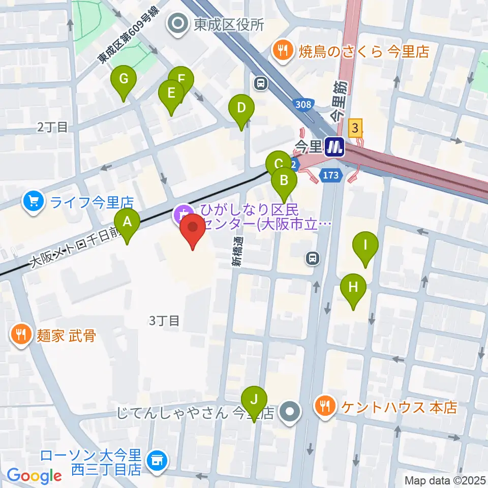 コミ協ひがしなり区民センター周辺の駐車場・コインパーキング一覧地図