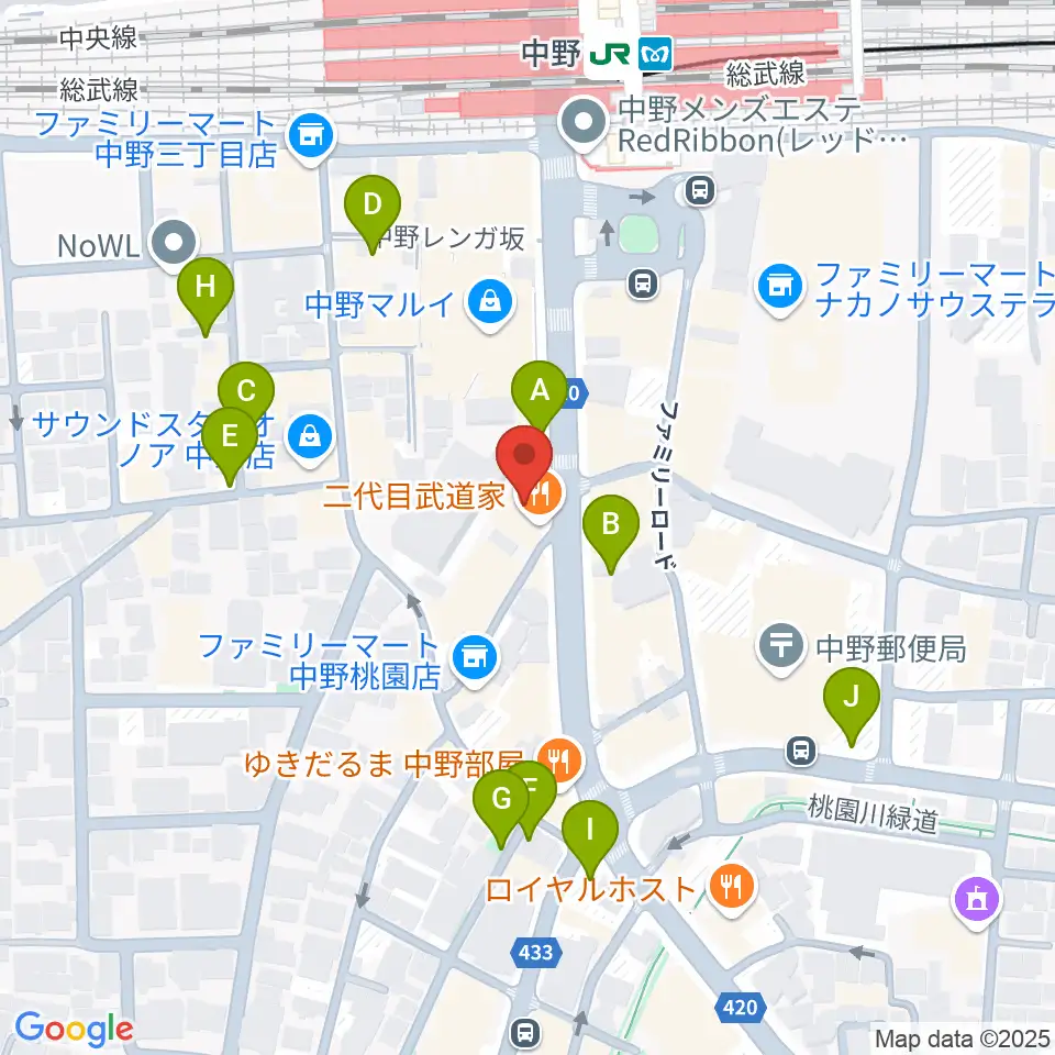 ミュージックセンター中野周辺の駐車場・コインパーキング一覧地図