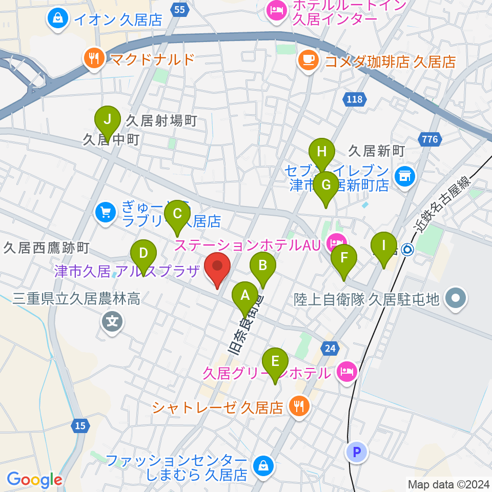 津市久居アルスプラザ周辺の駐車場・コインパーキング一覧地図