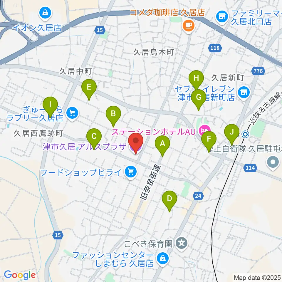 津市久居アルスプラザ周辺の駐車場・コインパーキング一覧地図