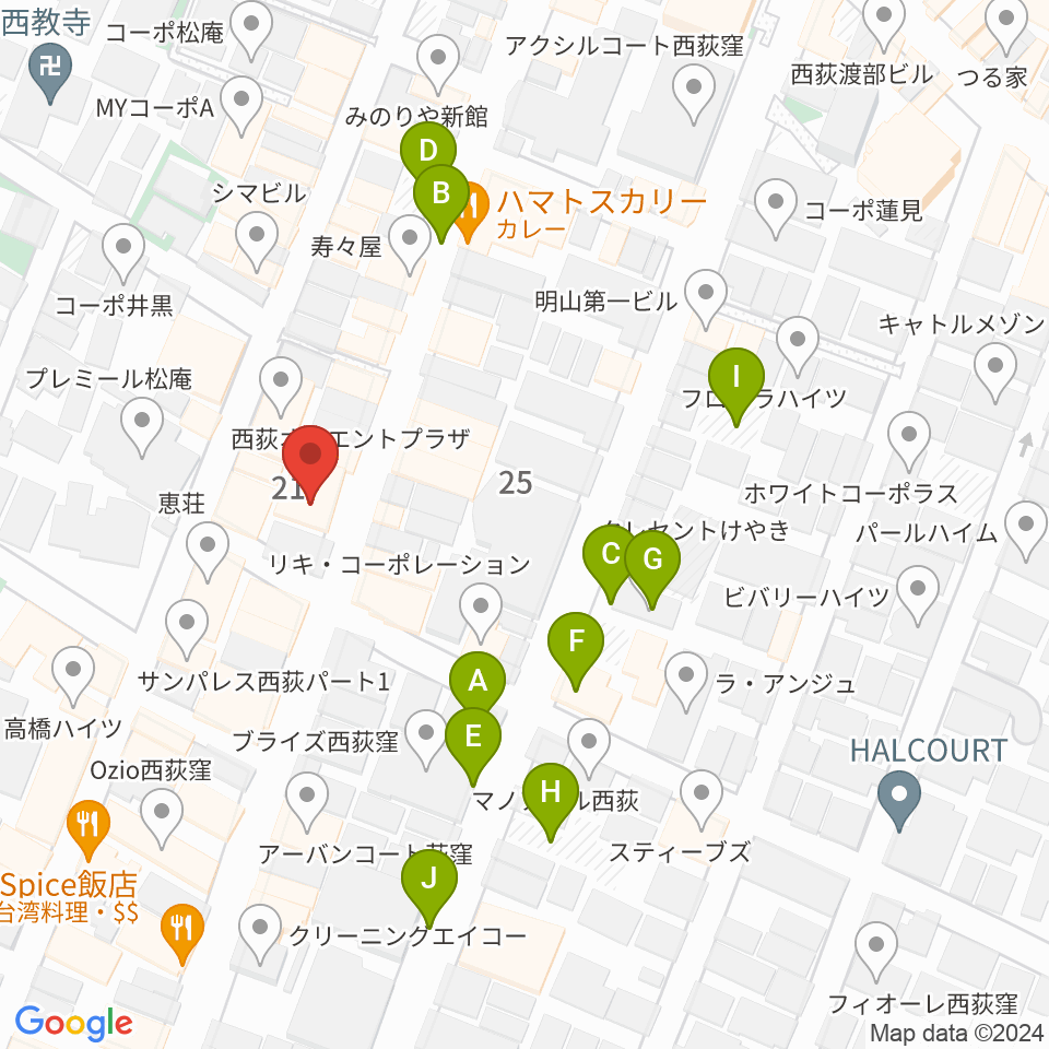 ビッグメイドミュージック周辺の駐車場・コインパーキング一覧地図