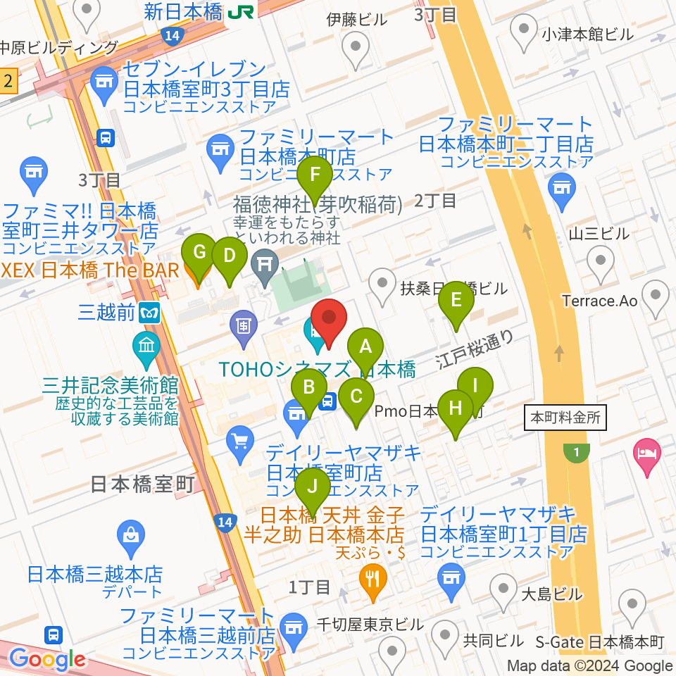 TOHOシネマズ日本橋周辺の駐車場・コインパーキング一覧地図