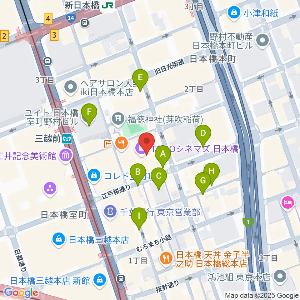 TOHOシネマズ日本橋周辺の駐車場・コインパーキング一覧地図