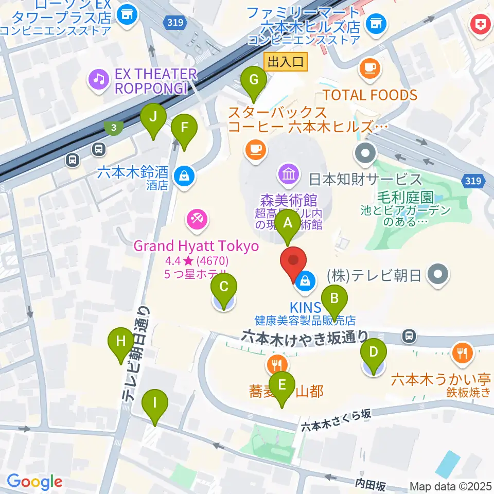 TOHOシネマズ六本木ヒルズ周辺の駐車場・コインパーキング一覧地図