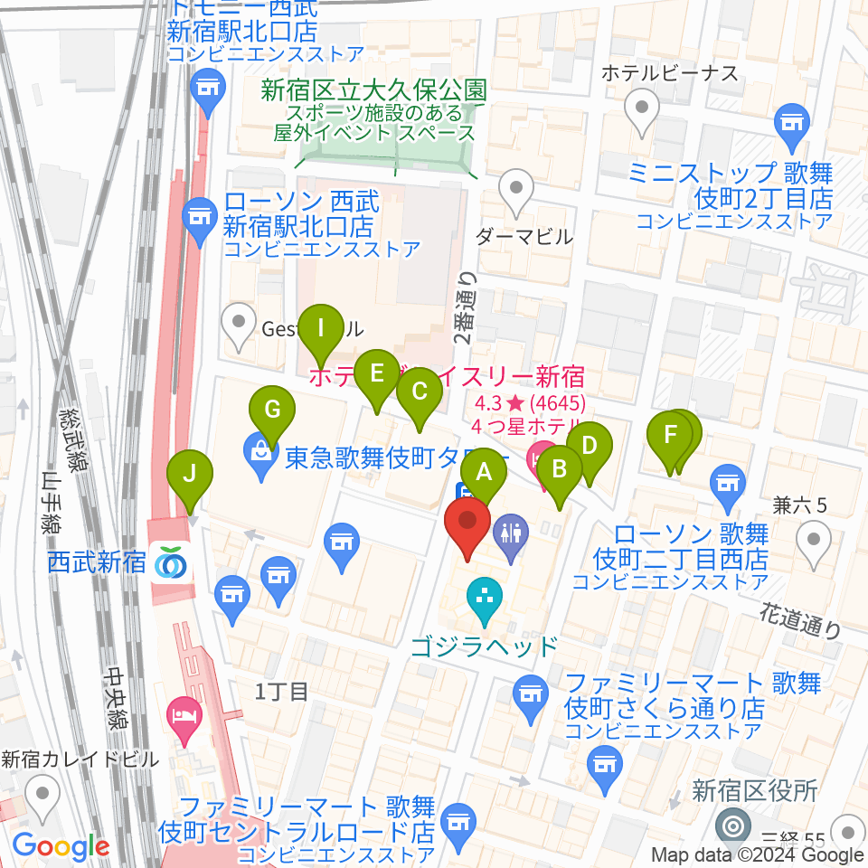 TOHOシネマズ新宿周辺の駐車場・コインパーキング一覧地図