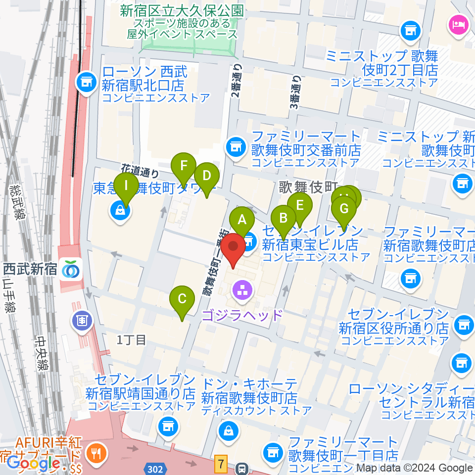 TOHOシネマズ新宿周辺の駐車場・コインパーキング一覧地図