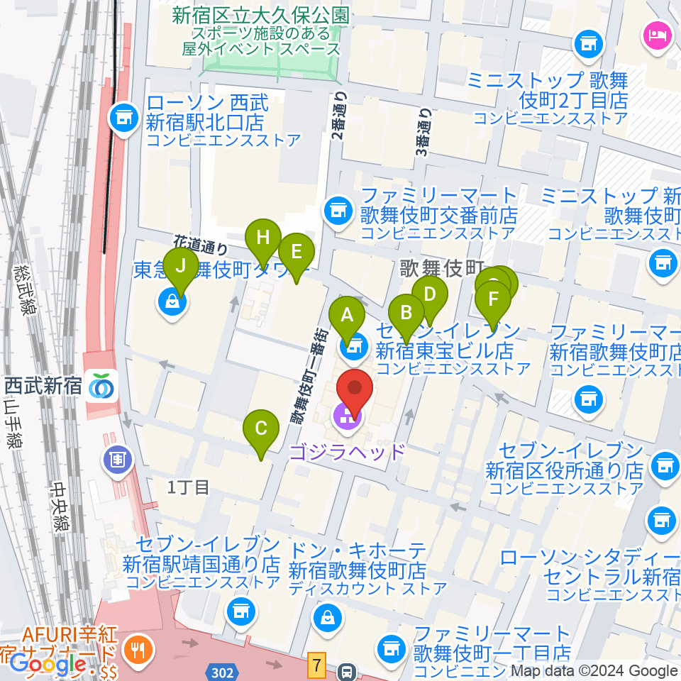 TOHOシネマズ新宿周辺の駐車場・コインパーキング一覧地図