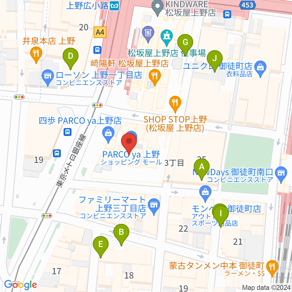 TOHOシネマズ上野周辺の駐車場・コインパーキング一覧地図