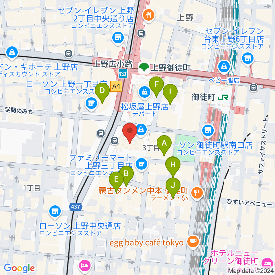 TOHOシネマズ上野周辺の駐車場・コインパーキング一覧地図