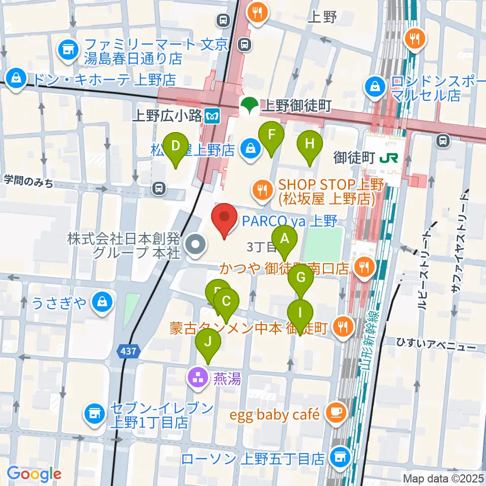 TOHOシネマズ上野周辺の駐車場・コインパーキング一覧地図