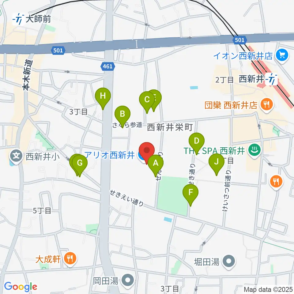 TOHOシネマズ西新井周辺の駐車場・コインパーキング一覧地図