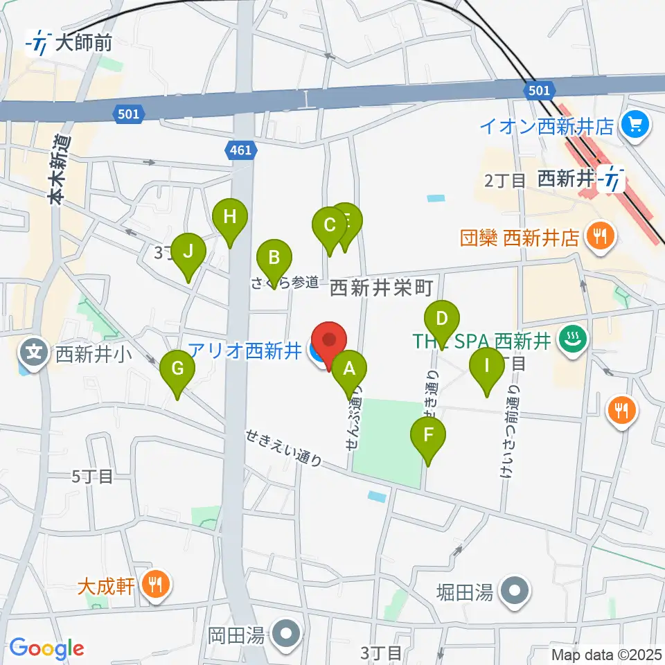 TOHOシネマズ西新井周辺の駐車場・コインパーキング一覧地図