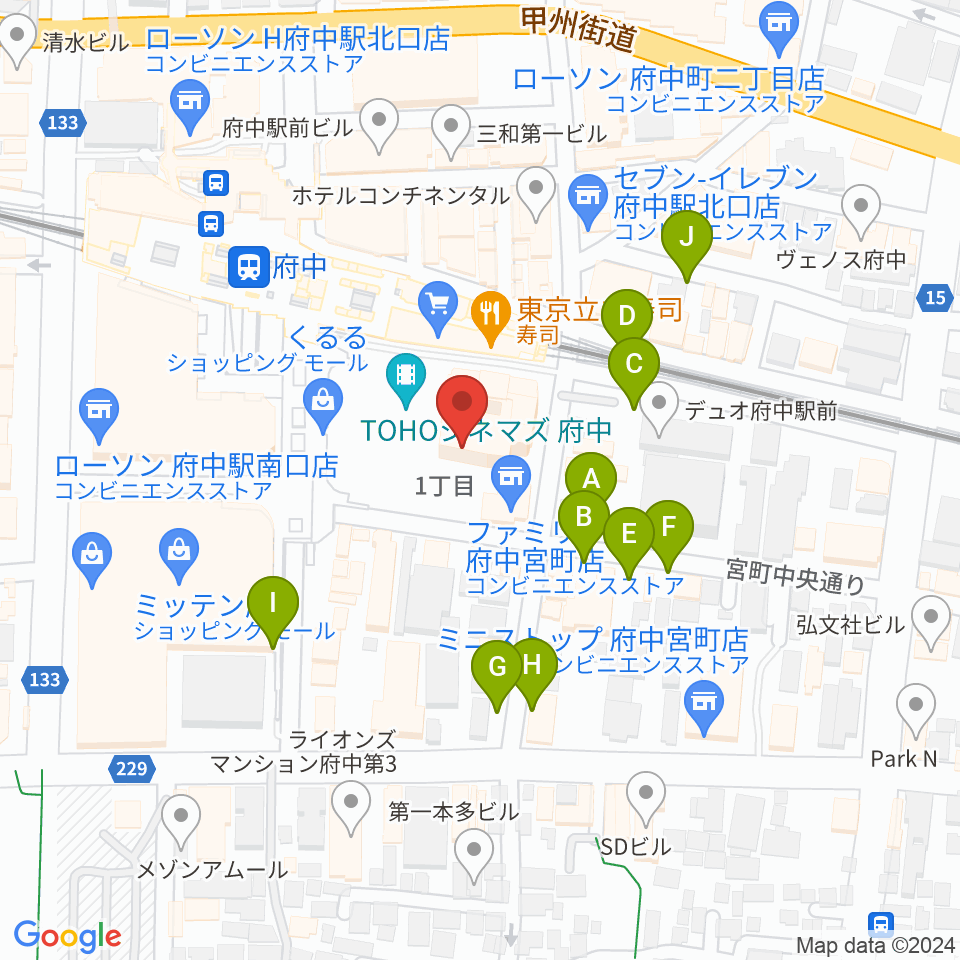 TOHOシネマズ府中周辺の駐車場・コインパーキング一覧地図