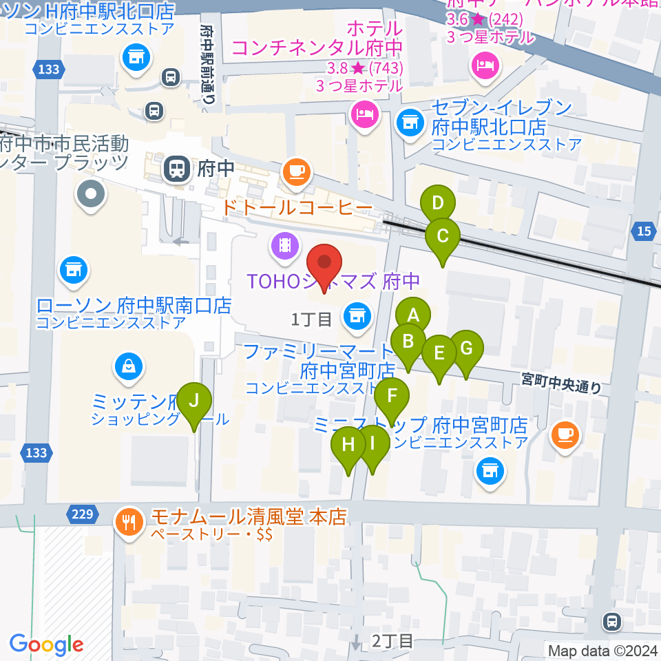 TOHOシネマズ府中周辺の駐車場・コインパーキング一覧地図