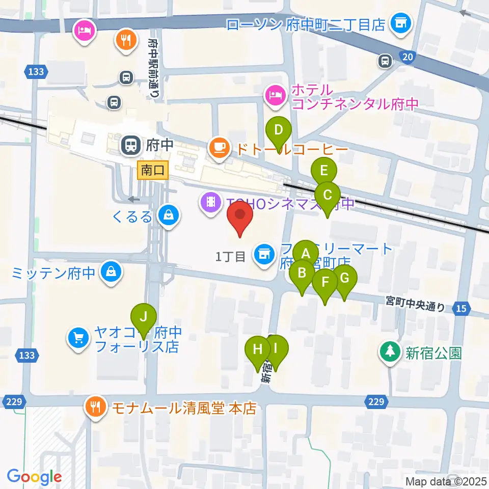 TOHOシネマズ府中周辺の駐車場・コインパーキング一覧地図