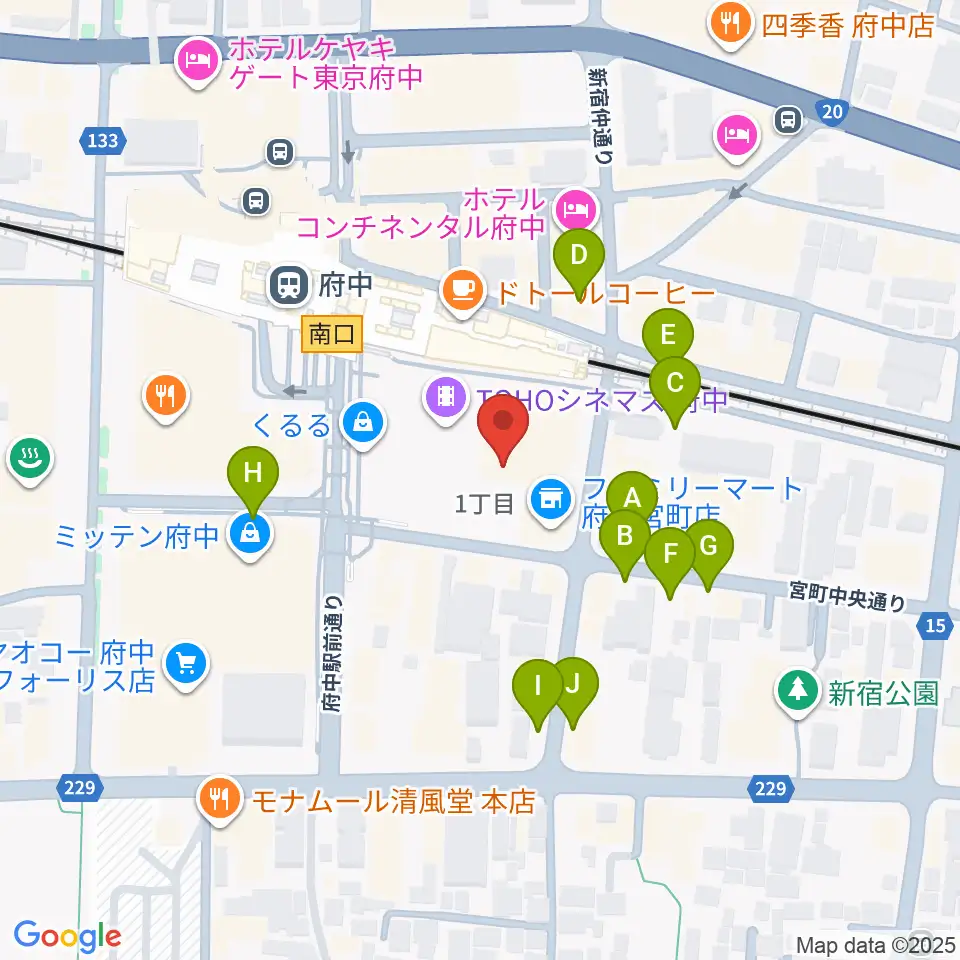 TOHOシネマズ府中周辺の駐車場・コインパーキング一覧地図