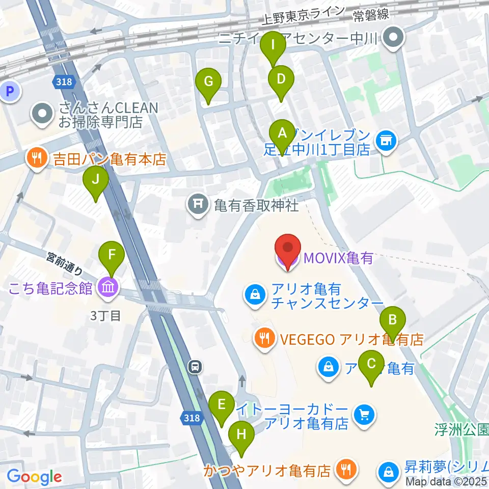MOVIX亀有周辺の駐車場・コインパーキング一覧地図