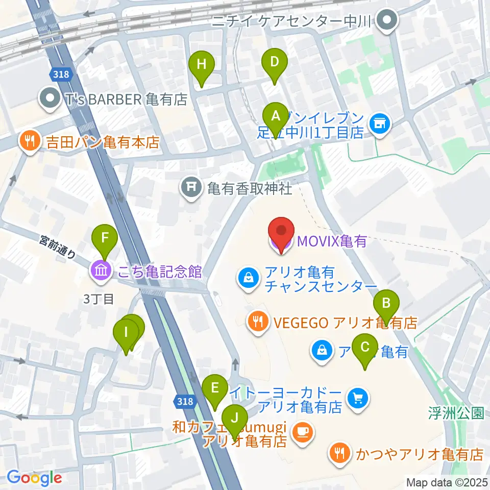MOVIX亀有周辺の駐車場・コインパーキング一覧地図