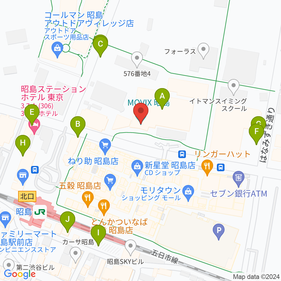 MOVIX昭島周辺の駐車場・コインパーキング一覧地図