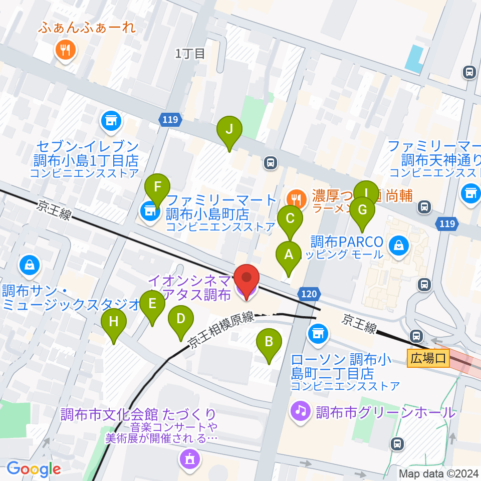 イオンシネマ シアタス調布周辺の駐車場・コインパーキング一覧地図