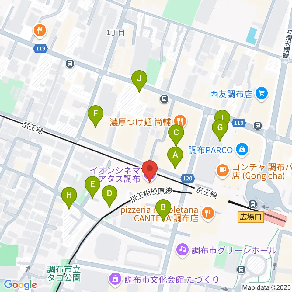 イオンシネマ シアタス調布周辺の駐車場・コインパーキング一覧地図