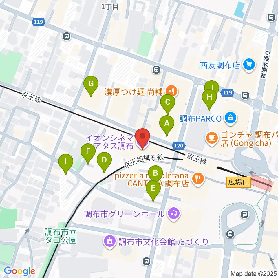 イオンシネマ シアタス調布周辺の駐車場・コインパーキング一覧地図