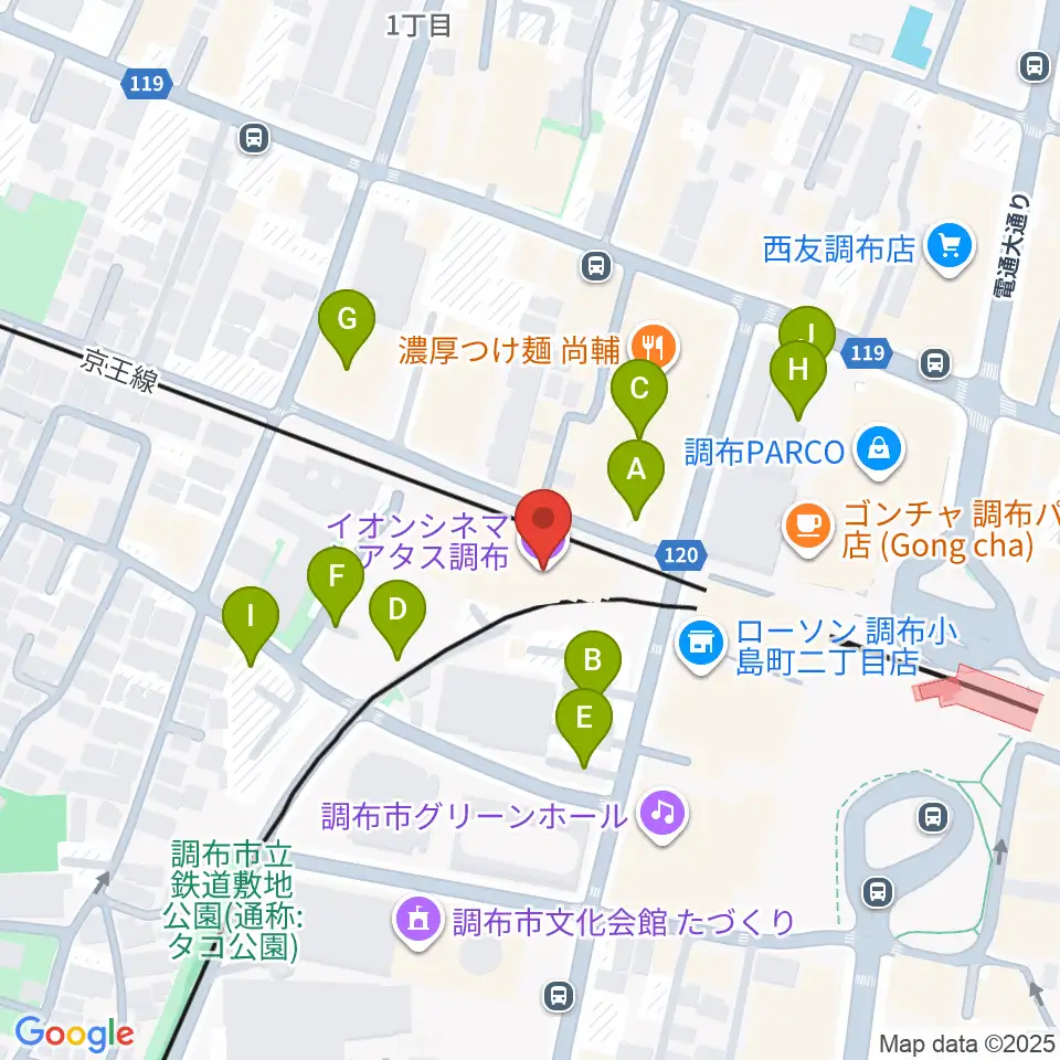 イオンシネマ シアタス調布周辺の駐車場・コインパーキング一覧地図