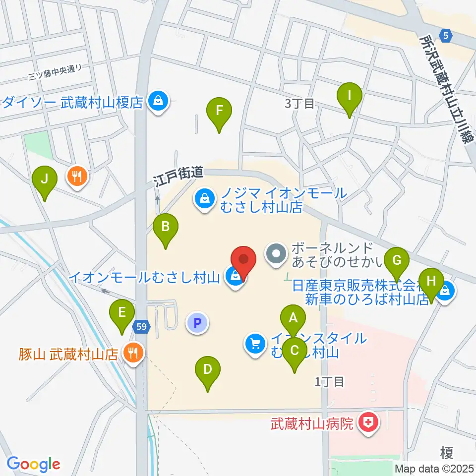 イオンシネマむさし村山周辺の駐車場・コインパーキング一覧地図