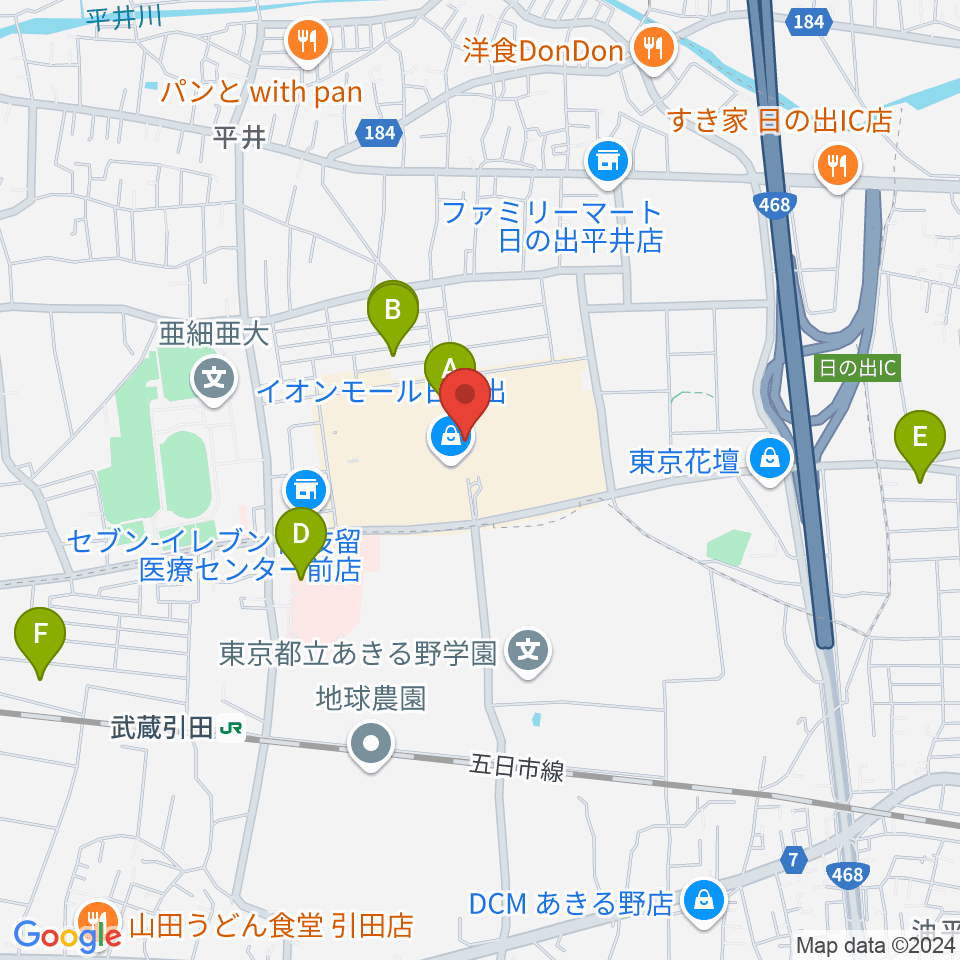 イオンシネマ日の出周辺の駐車場・コインパーキング一覧地図