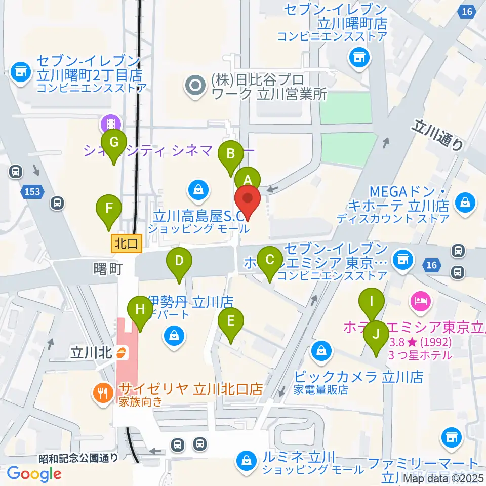 立川シネマシティ シネマ・ワン周辺の駐車場・コインパーキング一覧地図