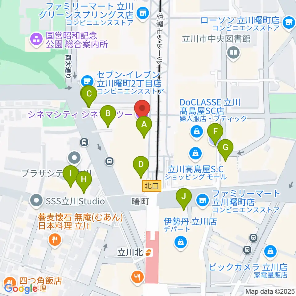 立川シネマシティ シネマ・ツー周辺の駐車場・コインパーキング一覧地図
