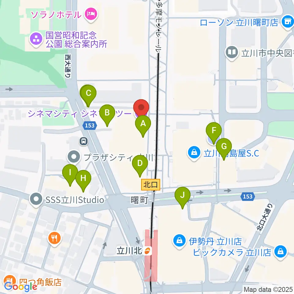 立川シネマシティ シネマ・ツー周辺の駐車場・コインパーキング一覧地図
