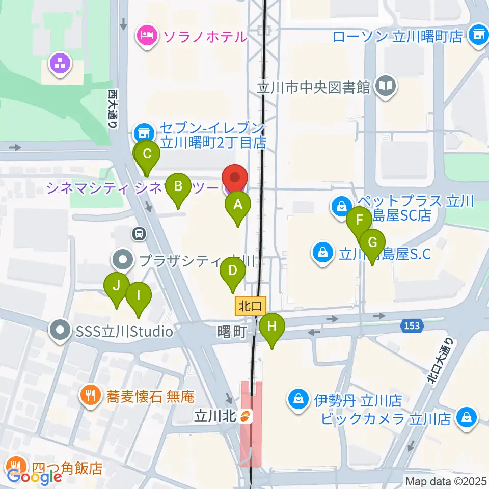 立川シネマシティ シネマ・ツー周辺の駐車場・コインパーキング一覧地図