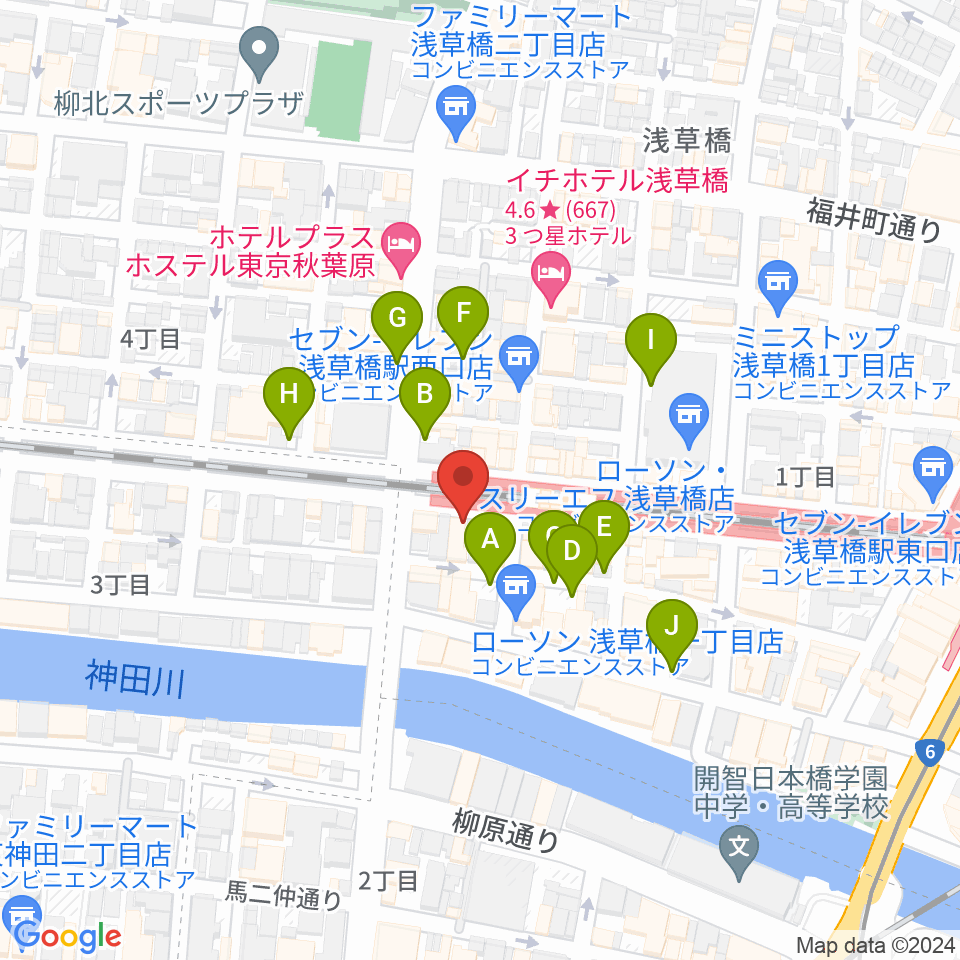 浅草橋マンホール周辺の駐車場・コインパーキング一覧地図