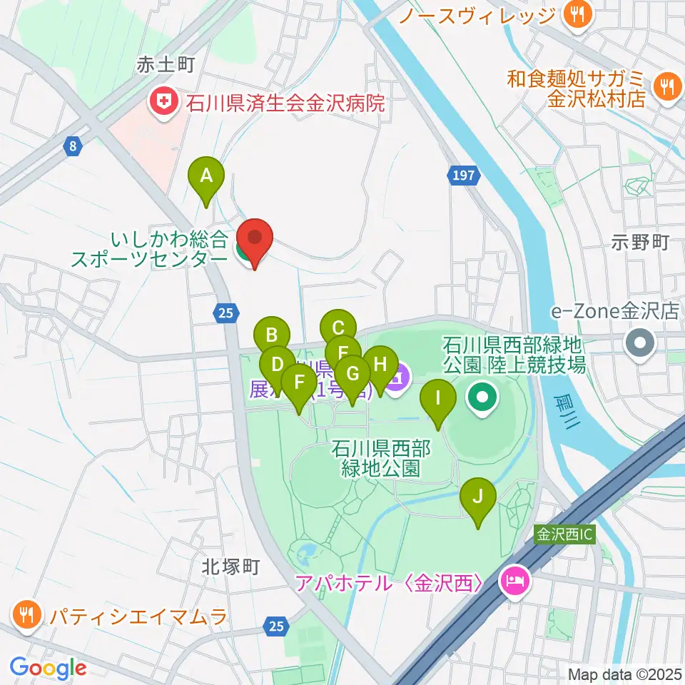 いしかわ総合スポーツセンター周辺の駐車場・コインパーキング一覧地図