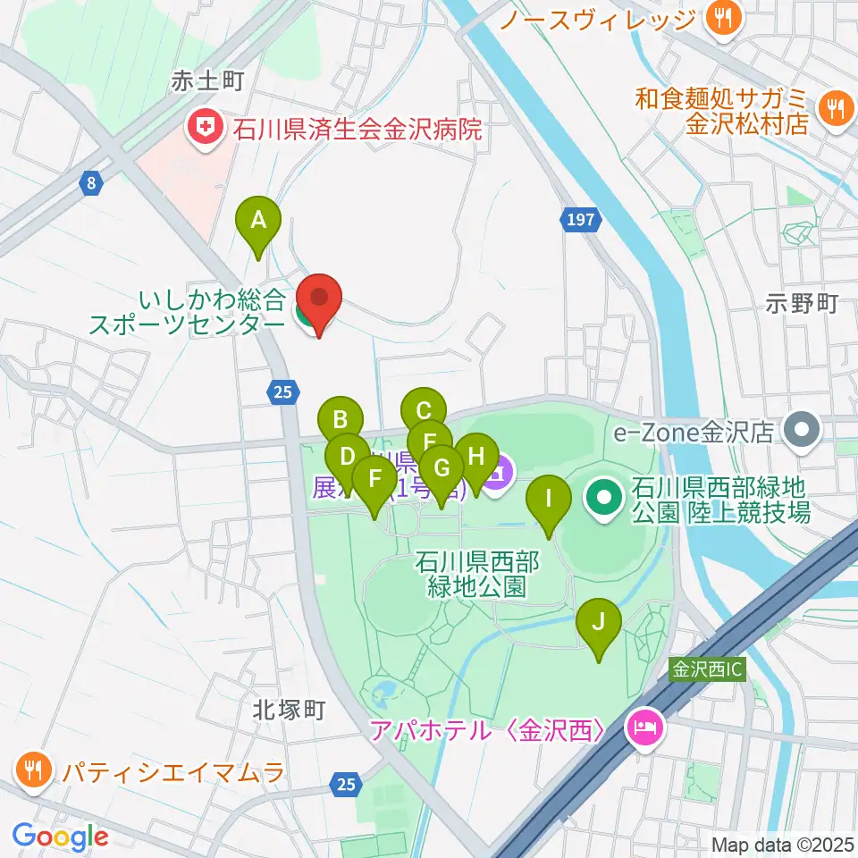 いしかわ総合スポーツセンター周辺の駐車場・コインパーキング一覧地図