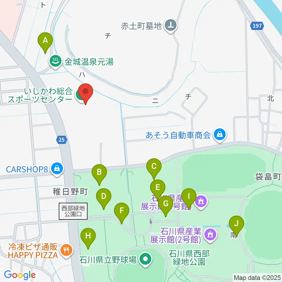 いしかわ総合スポーツセンター周辺の駐車場・コインパーキング一覧地図