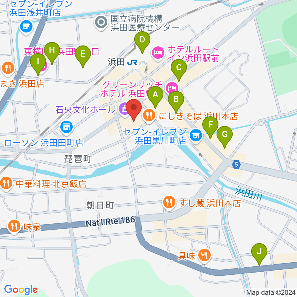 石央文化ホール周辺の駐車場・コインパーキング一覧地図