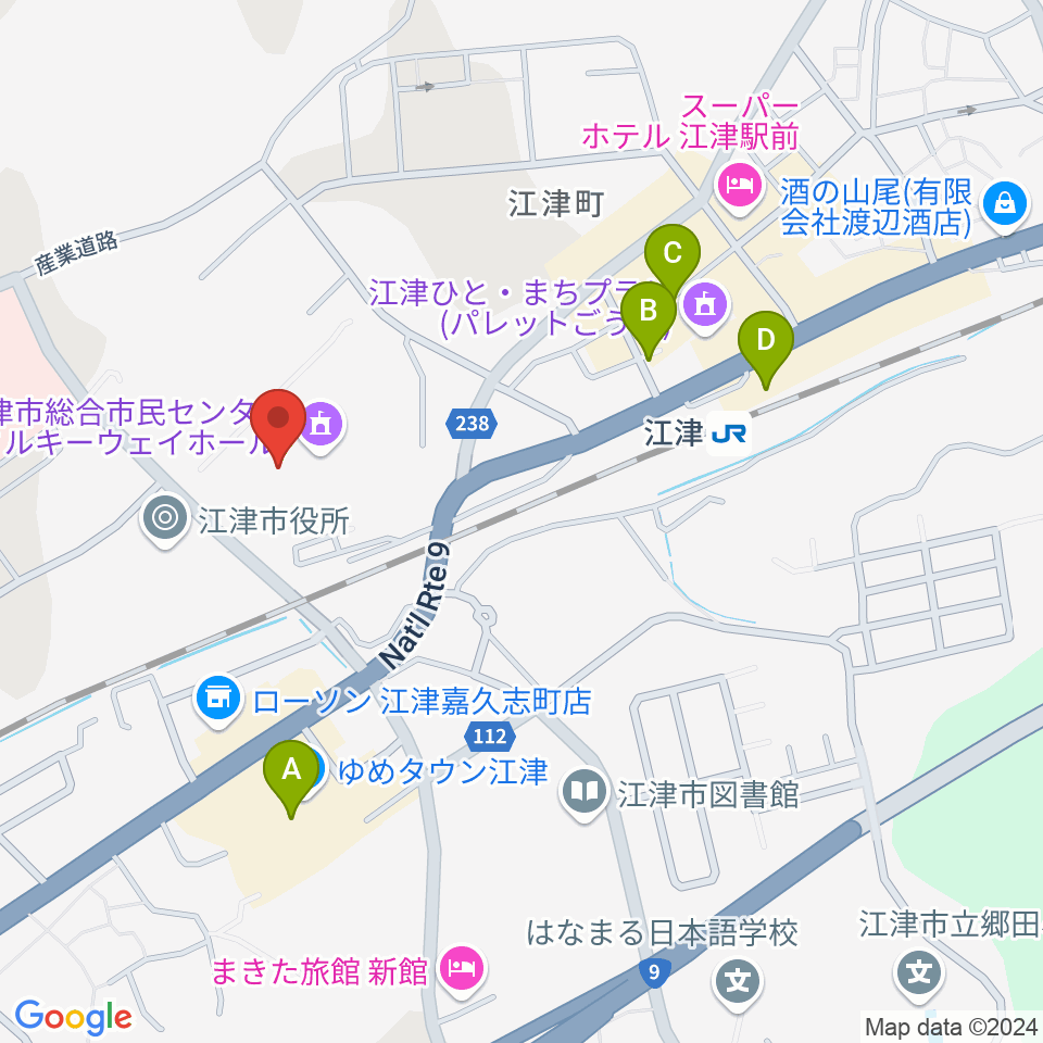 江津市総合市民センター周辺の駐車場・コインパーキング一覧地図