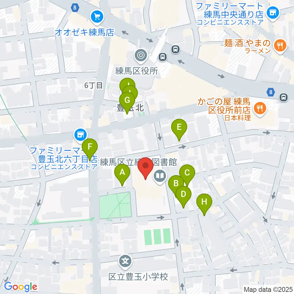 練馬区立生涯学習センター周辺の駐車場・コインパーキング一覧地図