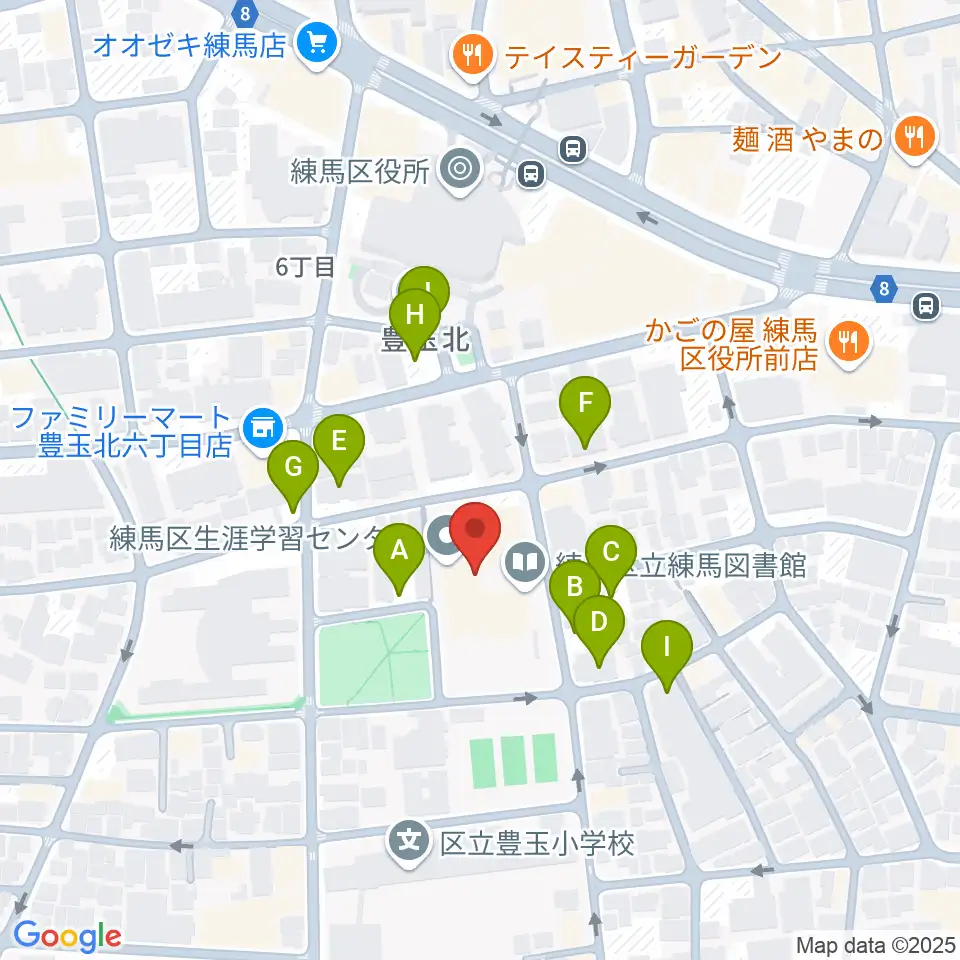 練馬区立生涯学習センター周辺の駐車場・コインパーキング一覧地図