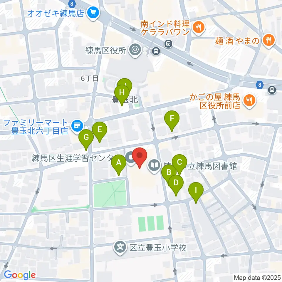 練馬区立生涯学習センター周辺の駐車場・コインパーキング一覧地図