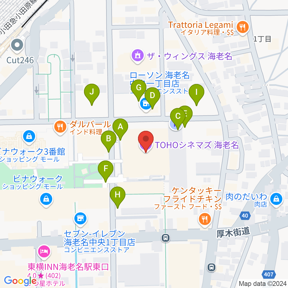 TOHOシネマズ海老名周辺の駐車場・コインパーキング一覧地図