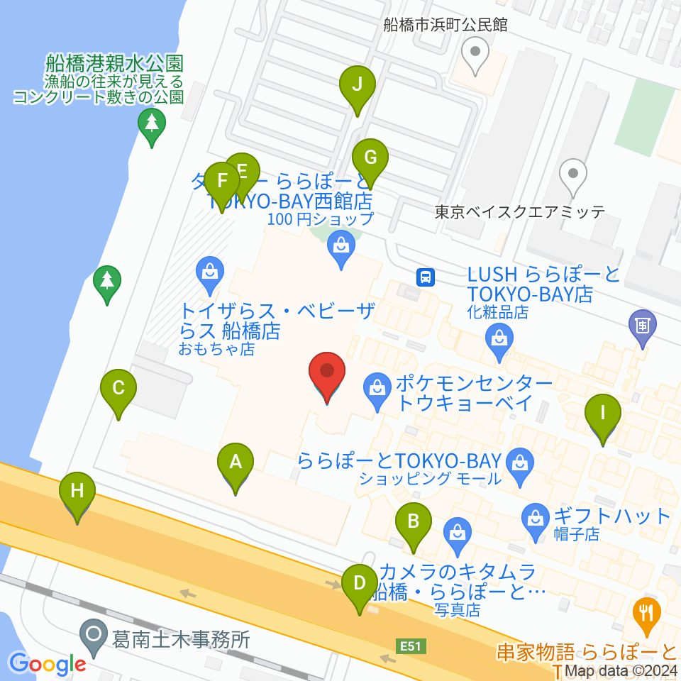 TOHOシネマズららぽーと船橋周辺の駐車場・コインパーキング一覧地図