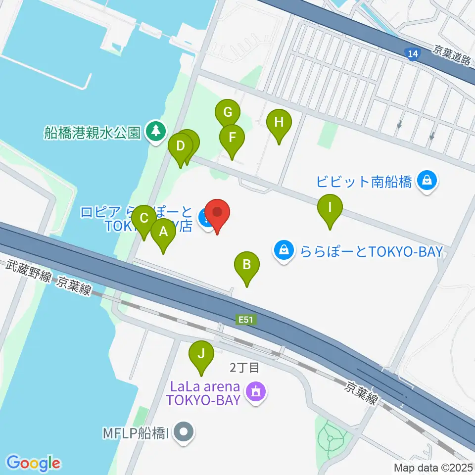 TOHOシネマズららぽーと船橋周辺の駐車場・コインパーキング一覧地図