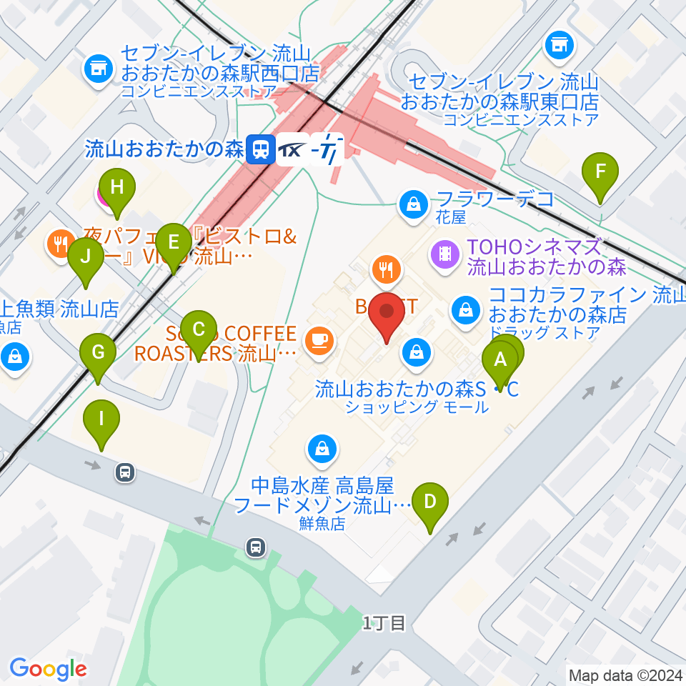 TOHOシネマズ流山おおたかの森周辺の駐車場・コインパーキング一覧地図