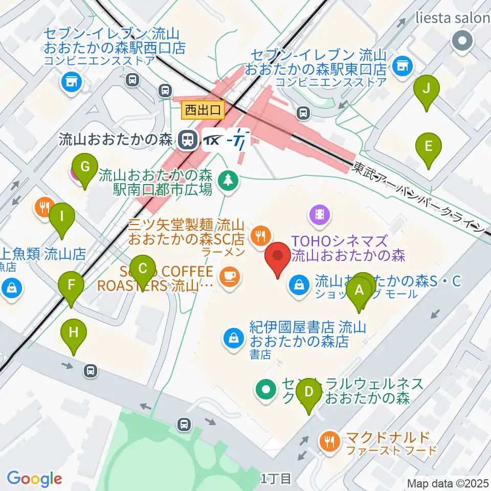 TOHOシネマズ流山おおたかの森周辺の駐車場・コインパーキング一覧地図