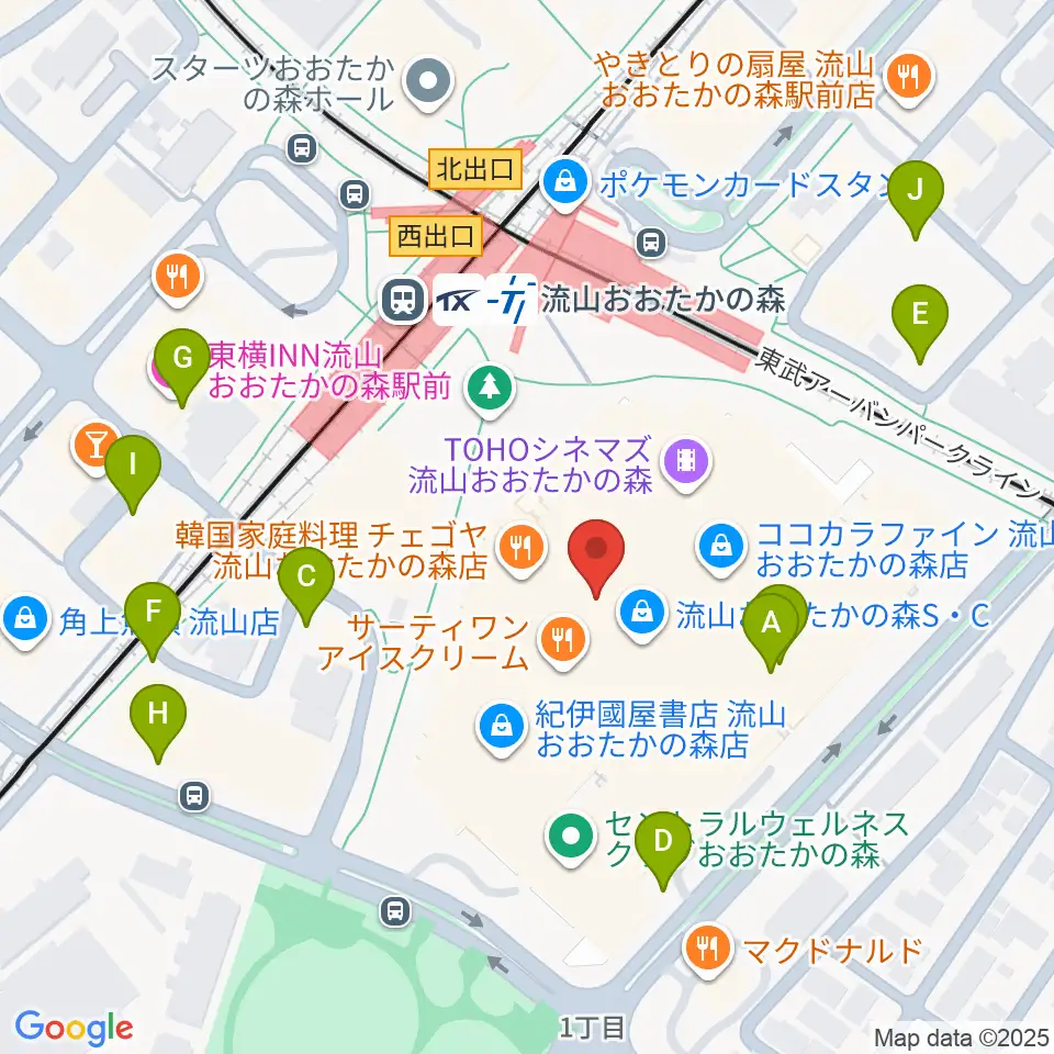 TOHOシネマズ流山おおたかの森周辺の駐車場・コインパーキング一覧地図