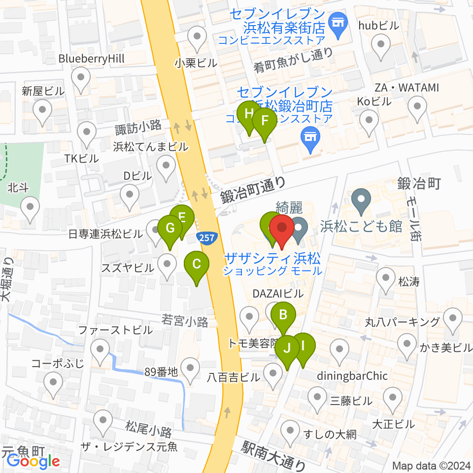 TOHOシネマズ浜松周辺の駐車場・コインパーキング一覧地図