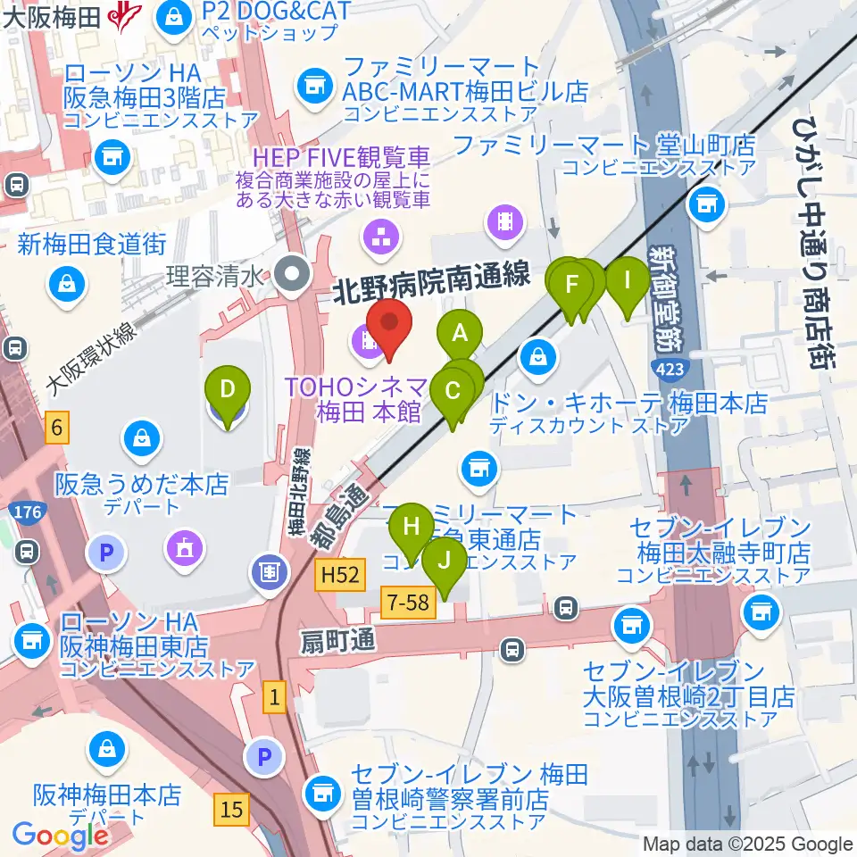 TOHOシネマズ梅田周辺の駐車場・コインパーキング一覧地図